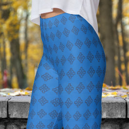 Leggings Patrón clásico de la cruz tribal azul de la marina