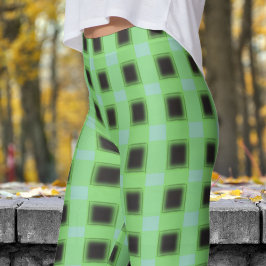 Leggings Patrón clásico de verificación Verde azulada de co