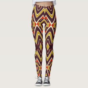 Leggings Patrón clásico marrón zigzag "Ratti_Creative_Arts"