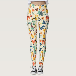 Leggings Patrón colorido de animales locos