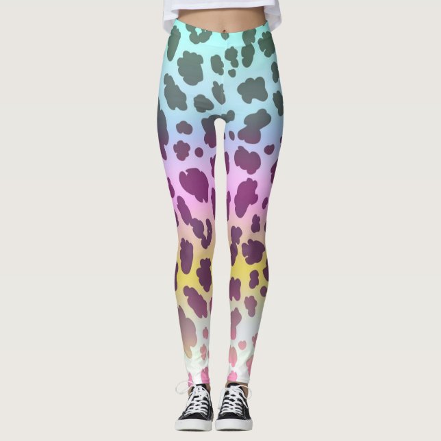 Leggings patrón colorido de leopardo arco iris (Anverso)