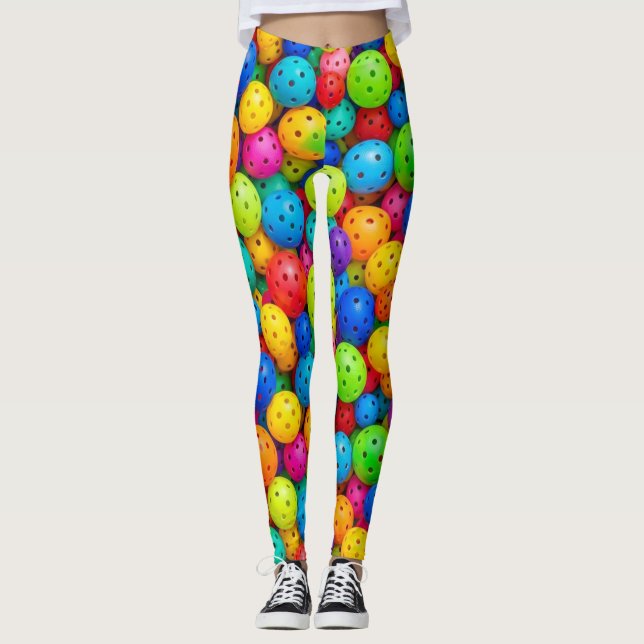 Leggings Patrón Colorido de Pickleball (Anverso)