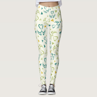 Leggings Patrón colorido de pies y corazón para bebé