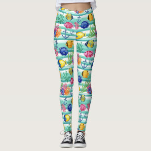 Leggings Patrón Colorido de Vida Marina Costera (5)
