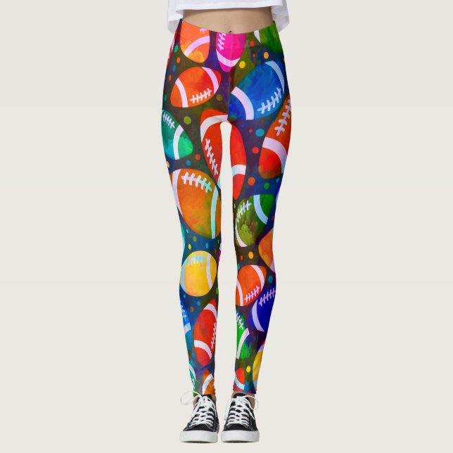 Leggings Patrón colorido del fútbol americano (Anverso)