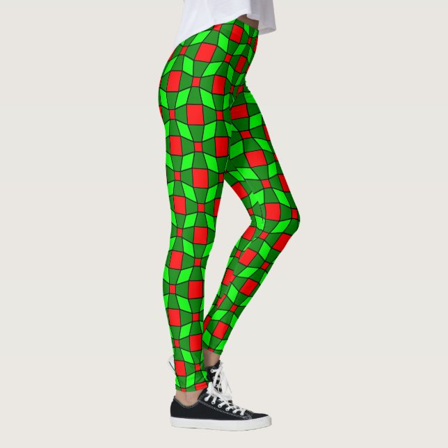Leggings Patrón complejo rojo y verde (Derecha)