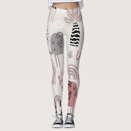 Leggings patrón con elefantes lindos y gigantes