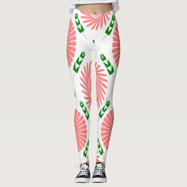 Leggings patrón con flores rosas (Anverso)