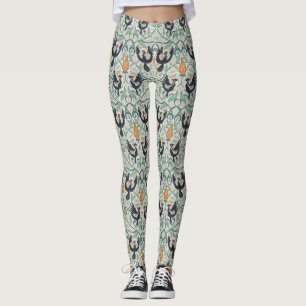Leggings Patrón con pájaros carpinteros de marfil