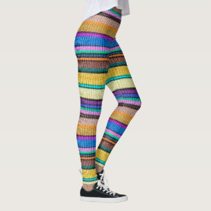 Leggings Patrón continuo 1 de rayas de punto de colores
