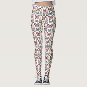 Leggings Patrón continuo con gnomos y mariposas
