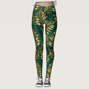 Leggings Patrón continuo con helechos dorados
