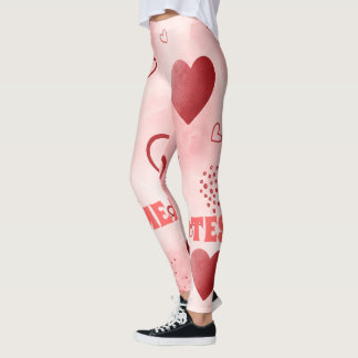 Leggings Patrón continuo de acuarela de corazón rojo