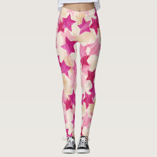 Leggings Patrón continuo de estrella rosa desgastada