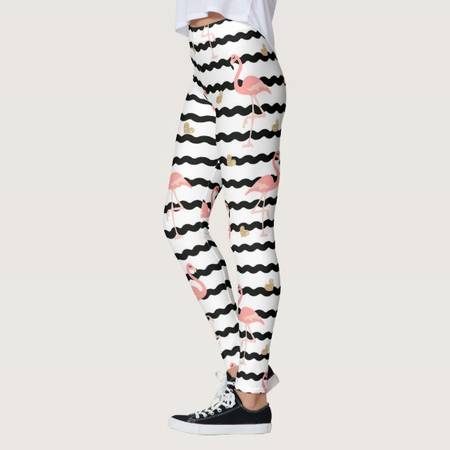 Leggings Patrón continuo de flamenco rosa lindo (Izquierda)