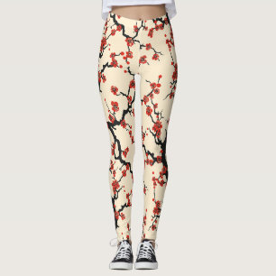 Leggings Patrón continuo de flor de cerezo elegante