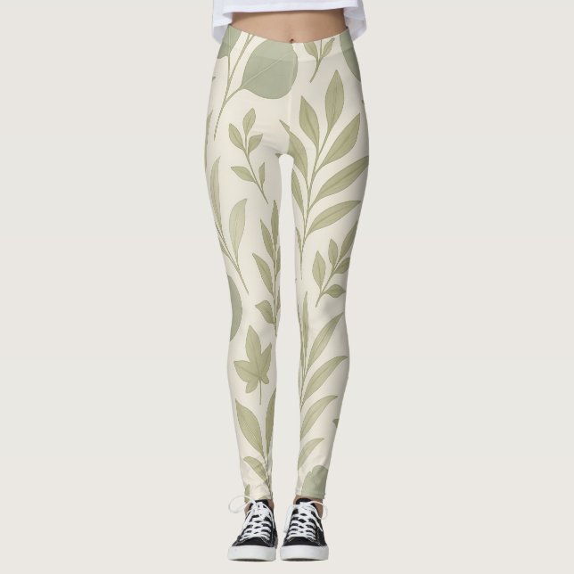 Leggings Patrón continuo de flujo botánico | Yoga de lujo  (Anverso)