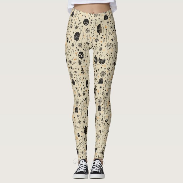 Leggings Patrón continuo de Halloween boho (Anverso)