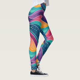 Leggings Patrón continuo de ondas fluidas abstractas modern