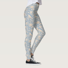 Leggings Patrón continuo de pájaros y flores en estilo chin