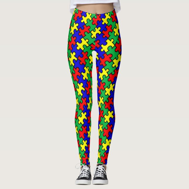 Leggings Patrón continuo de rompecabezas (Anverso)