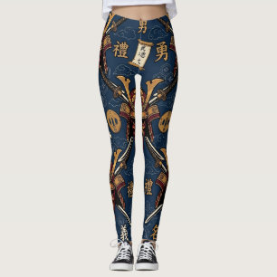 Leggings Patrón continuo de virtudes del código Bushido de 