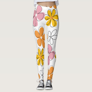 Leggings Patrón continuo floral colorido minimalista