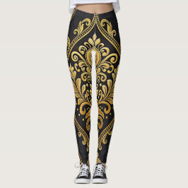 Leggings Patrón continuo Majestad Imperial – Dorado y Negro