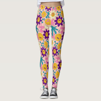 Leggings Patrón continuo sonriente alucinante