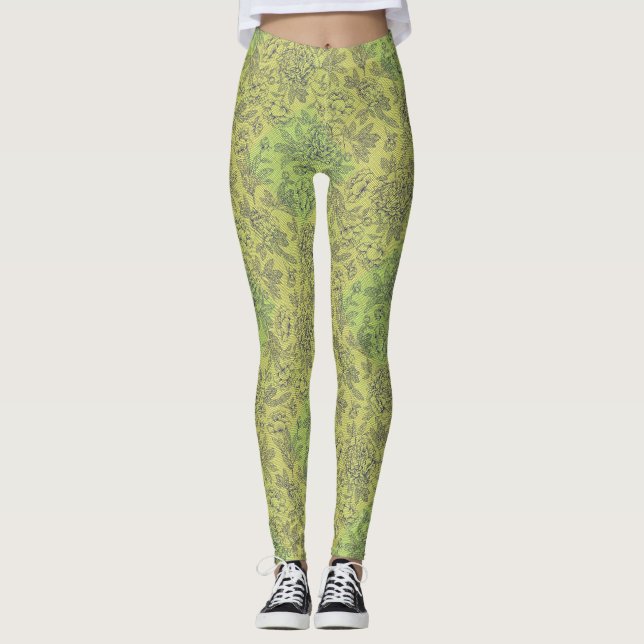 Leggings Patrón controlado pequeño verde con linómetro BG (Anverso)
