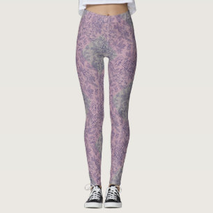 Leggings Patrón controlado verde pequeño con BG rosa