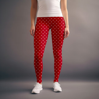 Leggings Patrón Corazón blanco y rojo