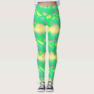 Leggings Patrón cruzado verde de menta con limón