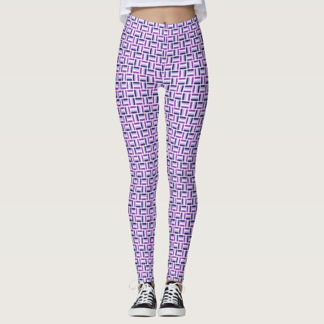 Leggings Patrón cuadrado - Blanco violeta azul (Anverso)