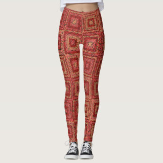 Leggings Patrón cuadrado de granjas rojas