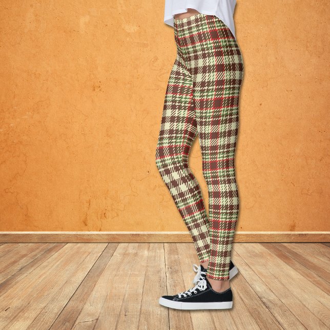 Leggings Patrón cuadrado de rajadura verde rojo marrón (Subido por el creador)