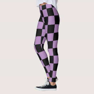 Leggings Patrón cuadrado de violeta africana y negra
