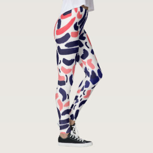 Leggings Patrón curvo acrílico azul y Naranja artístico