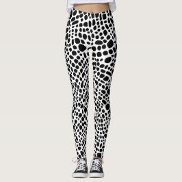 Leggings Patrón Cutáneo Psicodélico Blanco Y Negro