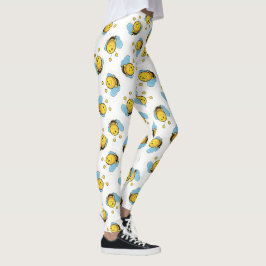 Leggings Patrón de abeja de burbujas alegre y suave blanco