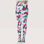 Leggings Patrón de abstracto geométrico moderno colorido<br><div class="desc">Leggings modernos,  gráficos y únicos con un patrón abstracto geométrico de carbón,  blanco,  gris,  verde azulado y magenta.</div>