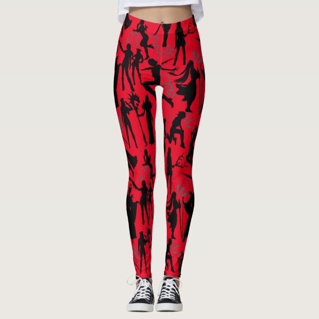 Leggings Patrón de acciones de Cosplay Anime.w Red BG (Anverso)