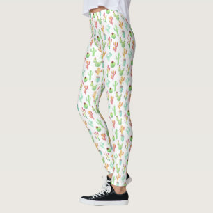 Leggings Patrón de acuarela Cactus Pastel