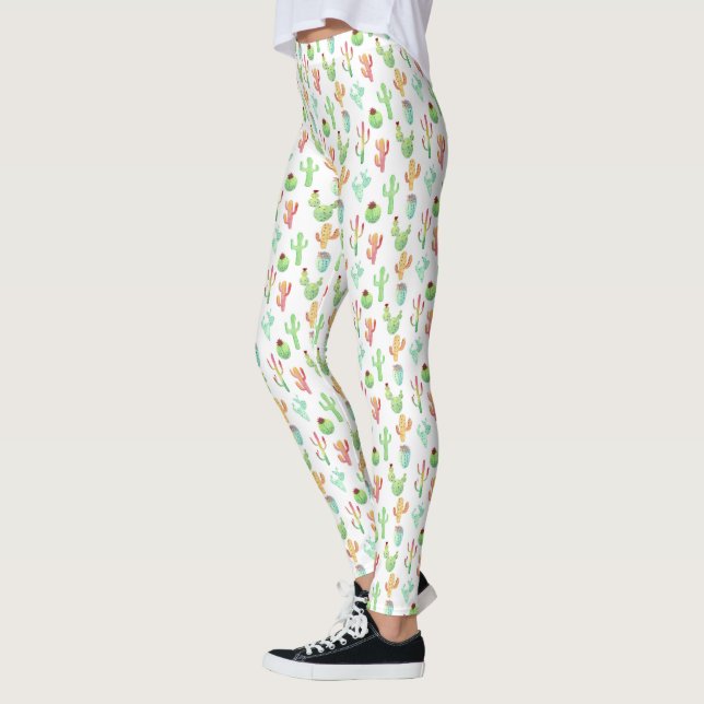 Leggings Patrón de acuarela Cactus Pastel (Izquierda)