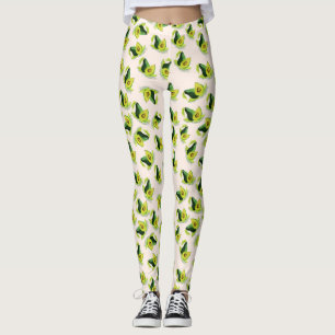 Leggings Patrón de acuarela de aguacates verdes