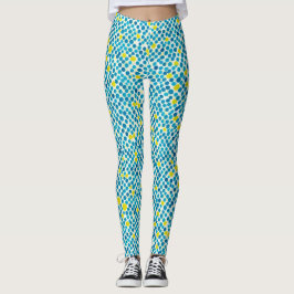 Leggings Patrón de acuarela de círculo abstracto azul amari