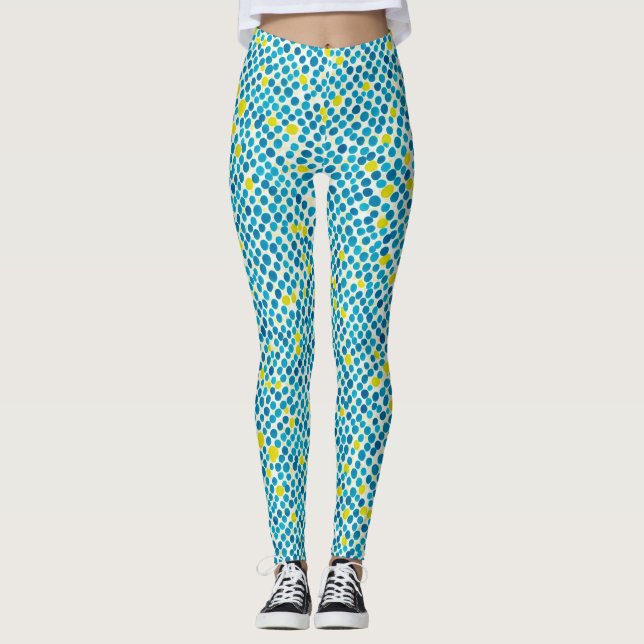 Leggings Patrón de acuarela de círculo abstracto azul amari (Anverso)