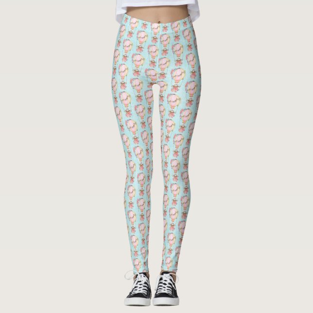 Leggings Patrón de acuarela de globo de aire caliente (Anverso)