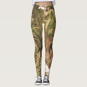 Leggings Patrón de acuarela de las hojas tropicales