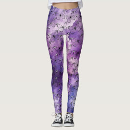 Leggings Patrón de acuarela de mariposa púrpura
